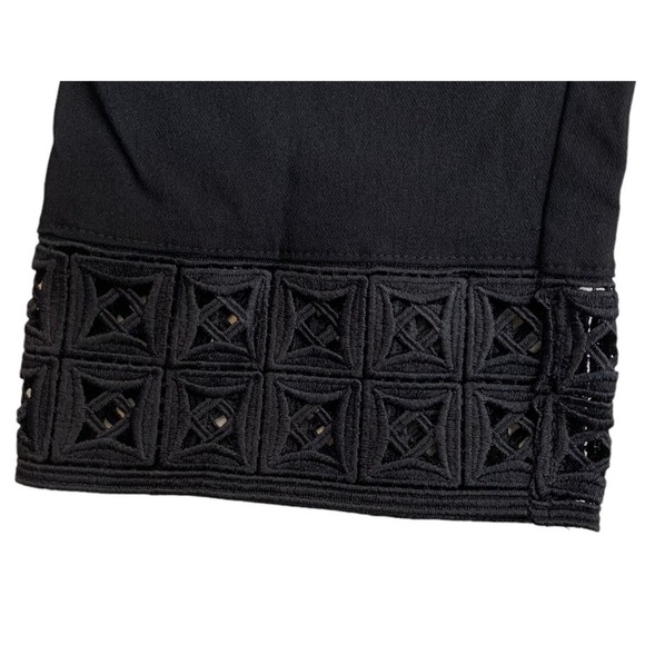 Chicos women size 8 Black Ankle Pants 4 Way stretch Lace Trim High Rise Pull On - Picture 6 of 8